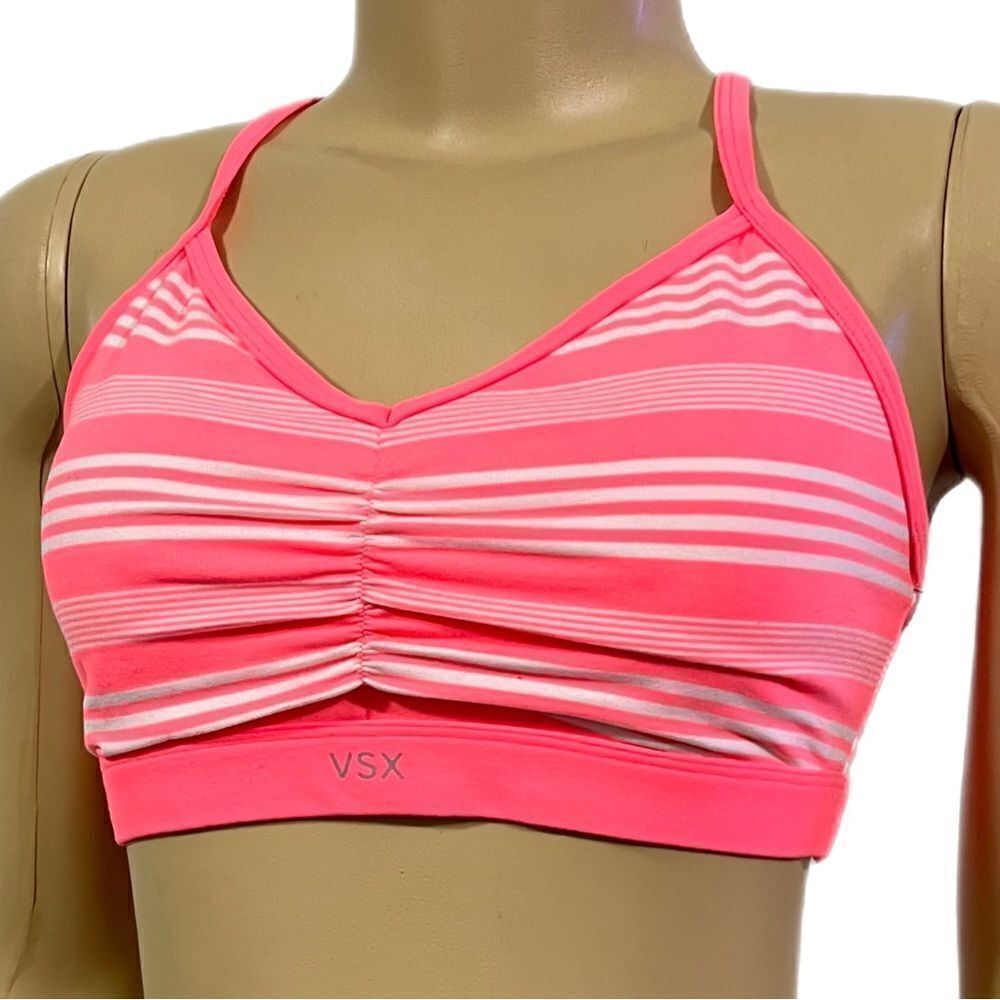 Victoria’s Secret VSX Sexy Sport MADE SEXY Unlined front Ruched Sport bra coral